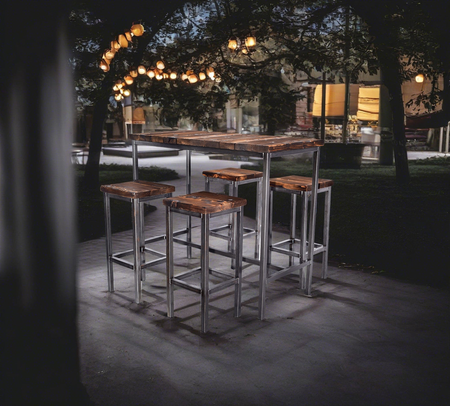 CHYRKA® Tavolo da bar LS sgabello da bar  SAMBOR mobile bar loft vintage fatto a mano in legno metallo